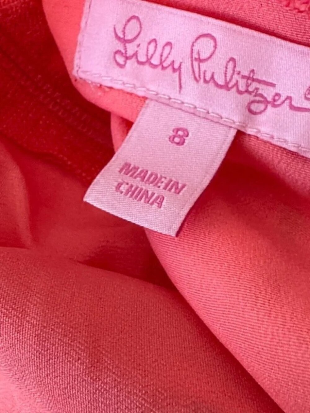 Lilly Pulitzer Rosaline Coral Pink Lace Sheath Dress Cap Sleeve Scalloped Hem - Picture 7 of 8